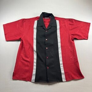 Luxton Bowling Shirt Mens XL Multi Colorblock Side Slit Camp Collar Button Up